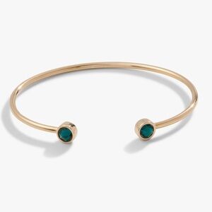 NWT Alex and Ani gold and emerald flex cuff bracelet with duster bag